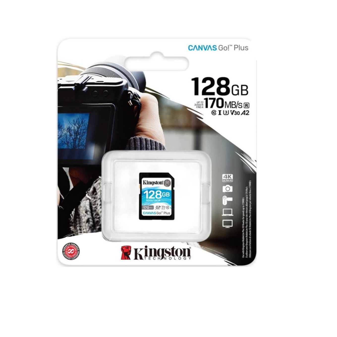 Kingston SDXC 128GB Canvas Go! Plus Class 10 UHS-I U3 V30 Kingston SDXC 128GB Canvas Go! Plus Class 10 UHS-I U3 V30